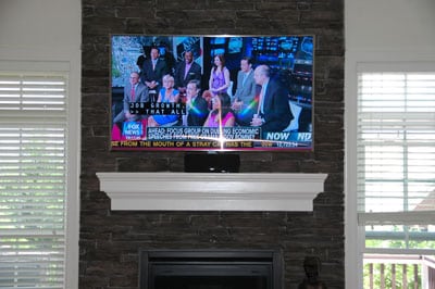 TV Installation Above Fireplace on Stone