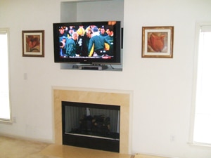 TV Installation Above Fireplace Over Nook or Cut-Out