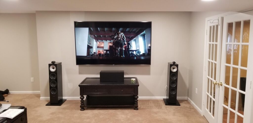 TV Home Theater Installation with Tower Speaker Surround Sound Installation